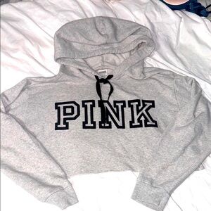 PINK Victoria's Secret Light Gray Cropped Hoodie